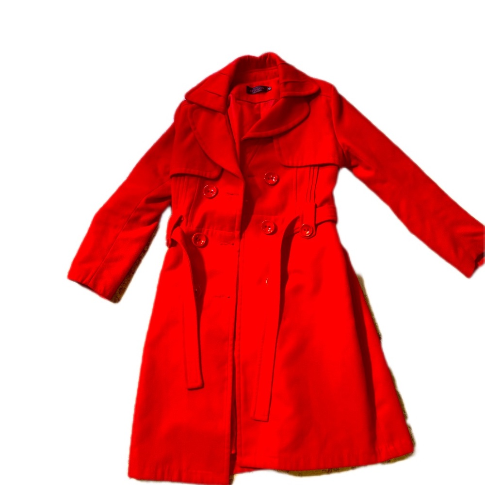 Red Trench Coat with Classic A-line Silhouette